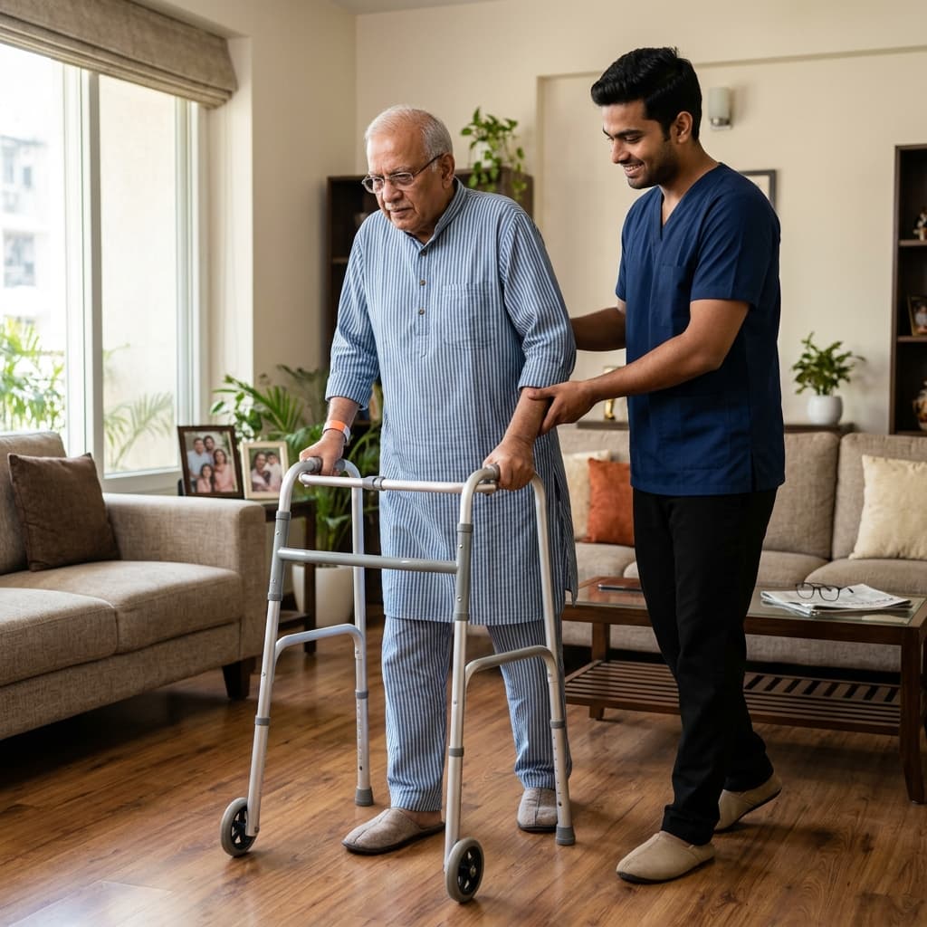 Caregiver helping with mobility